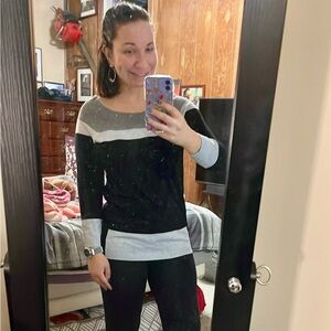 NWT Joseph A  black and gray sweater
